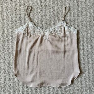 HEARTLOOM Pale Pink Satin Tank with Lace Detail